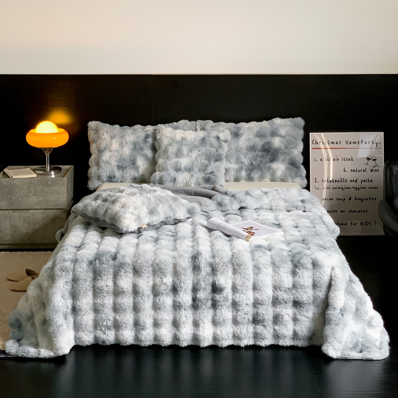 2023新款大泡泡兔绒毛毯托斯卡纳毛毯皮革毯披肩毯午睡毯（风格二） 100*150cm 托斯卡纳-星空蓝