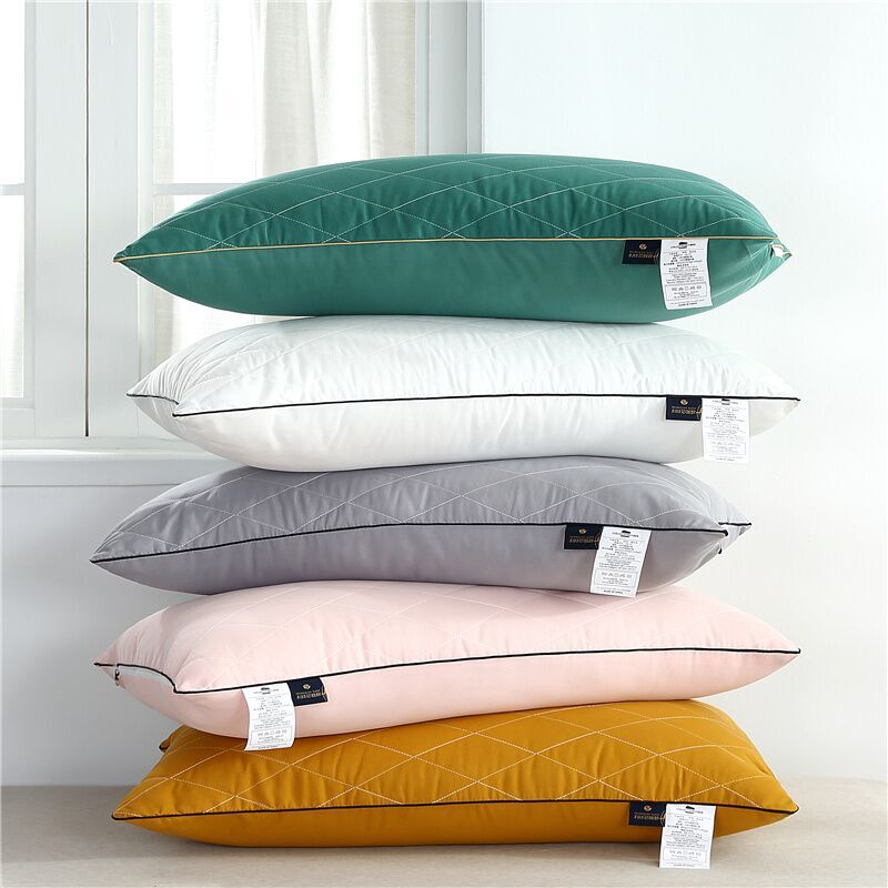 2021新款枕头单人双人酒店护颈椎枕芯学生宿舍整头一只装家用男绗绣枕 白色低枕