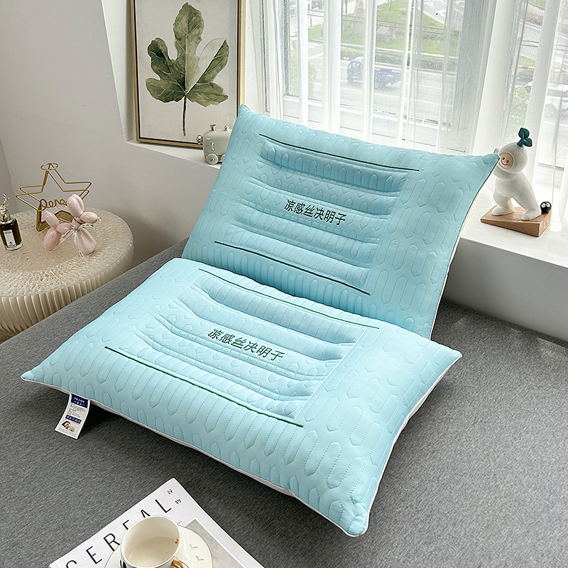 2023新款凉感丝豆豆决明子枕头枕芯-蓝色 48*74cm/只  蓝色