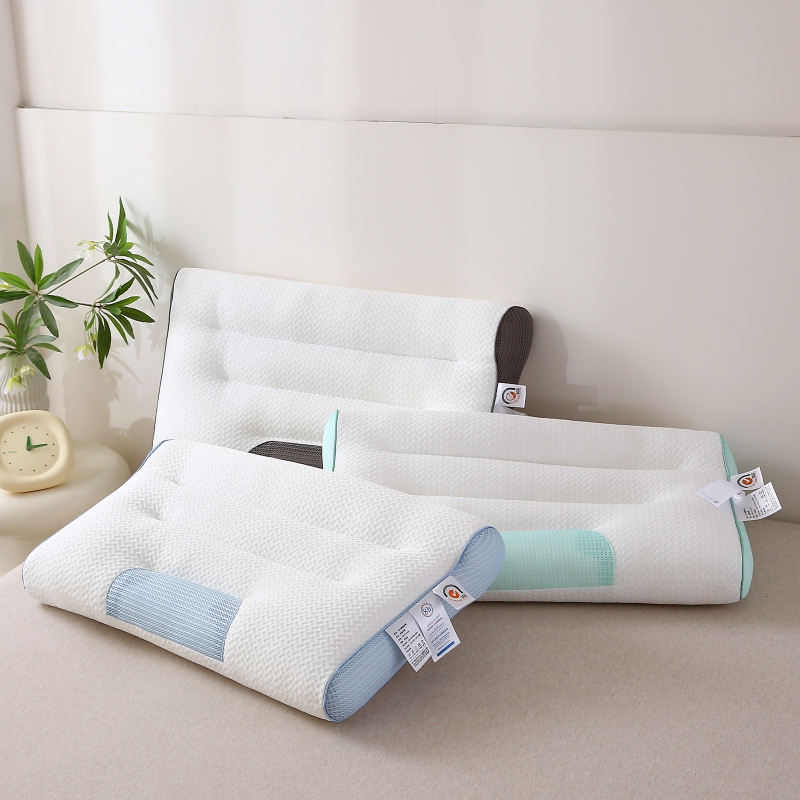 2024新款枕芯针织4D护颈牵引颈椎枕头反弓脊椎分区颈椎病专用枕头 4D牵引枕-咖色 （低枕）