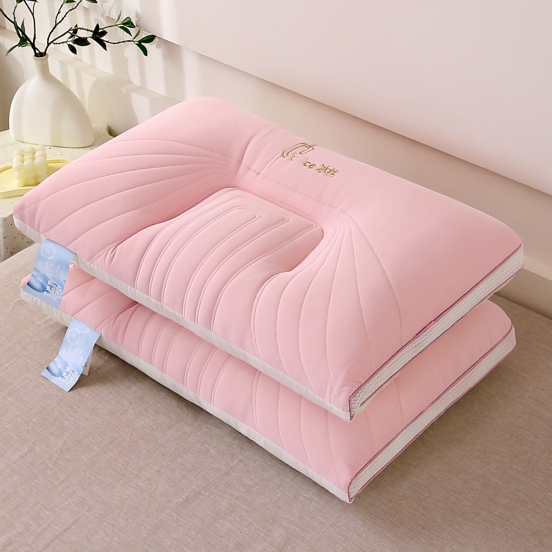 2024新款凉感冰丝枕定型枕零压凉感丝护颈枕头夏季冰丝枕芯 48*74cm/只 粉色-低枕