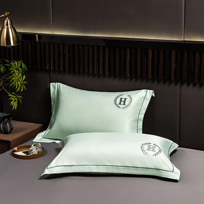 2022新款水洗真丝单品枕套系列 枕套/对 夏月-白茶绿