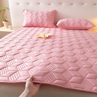 2024新款全棉床垫软垫床褥三件套 0.9m 粉色（床垫款）