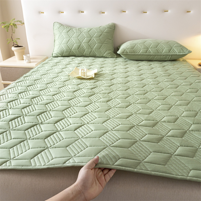 2024新款全棉床垫软垫床褥三件套 0.9m 抹茶绿（床垫款）