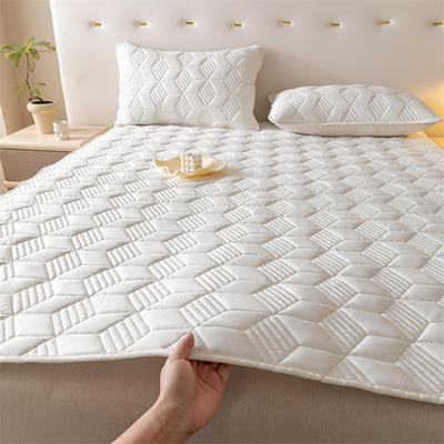 2024新款全棉床垫软垫床褥三件套 0.9m 珍珠白（床垫款）