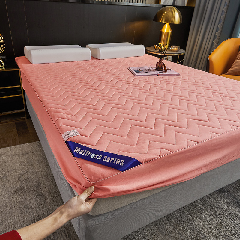 2024新款全棉波纹透气床笠床垫保护套子床褥垫套 1.0*2.0米订制尺码不退慎拍 玉色