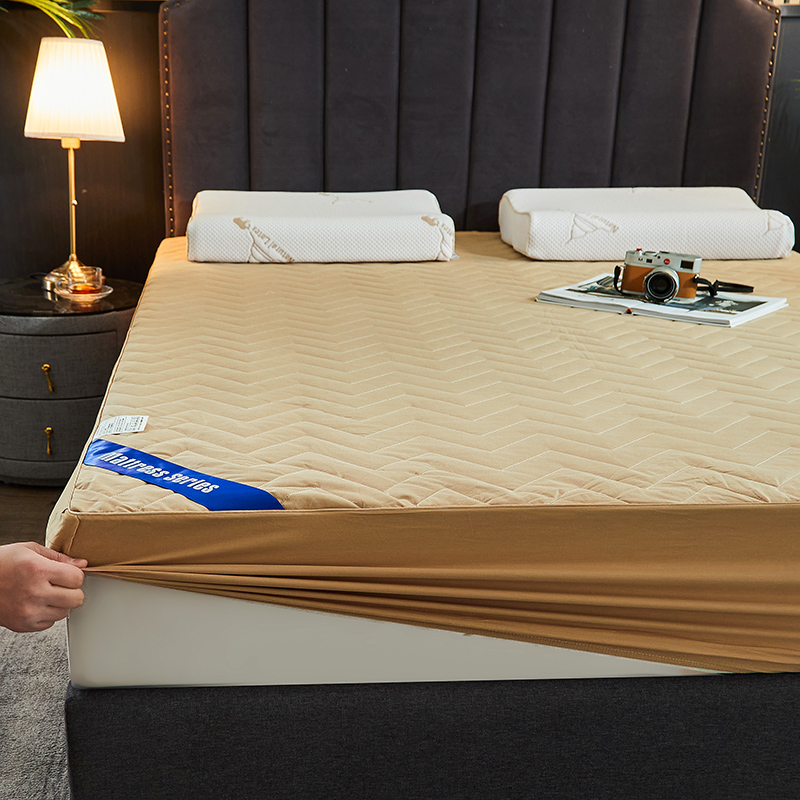 2024新款全棉波纹透气床笠床垫保护套子床褥垫套 1.0*2.0米订制尺码不退慎拍 驼色
