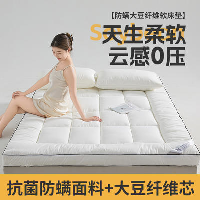 2024新款防螨大豆纤维软床垫家用床褥子 100*200定制不退不换 白色厚度约10cm