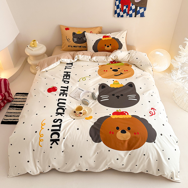 2025新款全棉13372卡通大版数码印花三件套四件套 幸运小队（米）