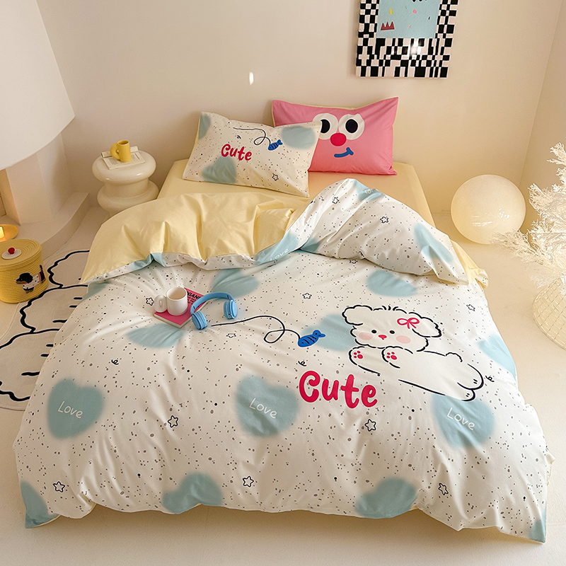 2025新款全棉13372卡通大版数码印花三件套四件套 小可爱