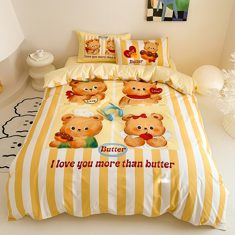 2025新款全棉13372卡通大版数码印花三件套四件套 小熊派对