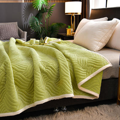 2023新款三层夹棉美式复合休闲毯-水波纹毯系列（四季备货）毛毯毯子 150*200cm3.8斤 柠檬黄