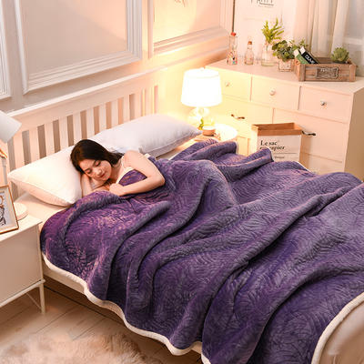 2023新款三层夹棉美式复合休闲毯-水波纹毯系列（四季备货）毛毯毯子 150*200cm3.8斤 紫色
