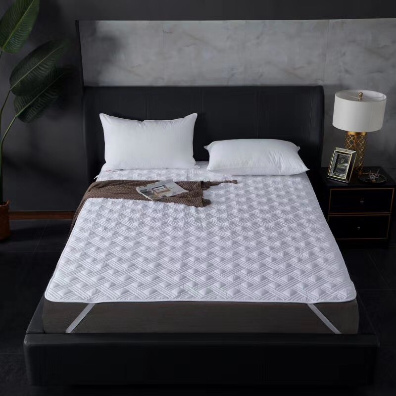2023新款  上新  酒店宾馆家庭专用   全棉绗缝夹棉防水床垫护垫 1.5m（5英尺）床 纯白色