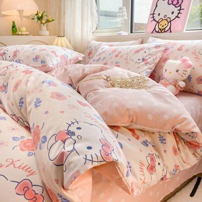 2023春夏新品全棉HELLO KITTY系列四件套 1.5m床单款四件套 花花凯蒂