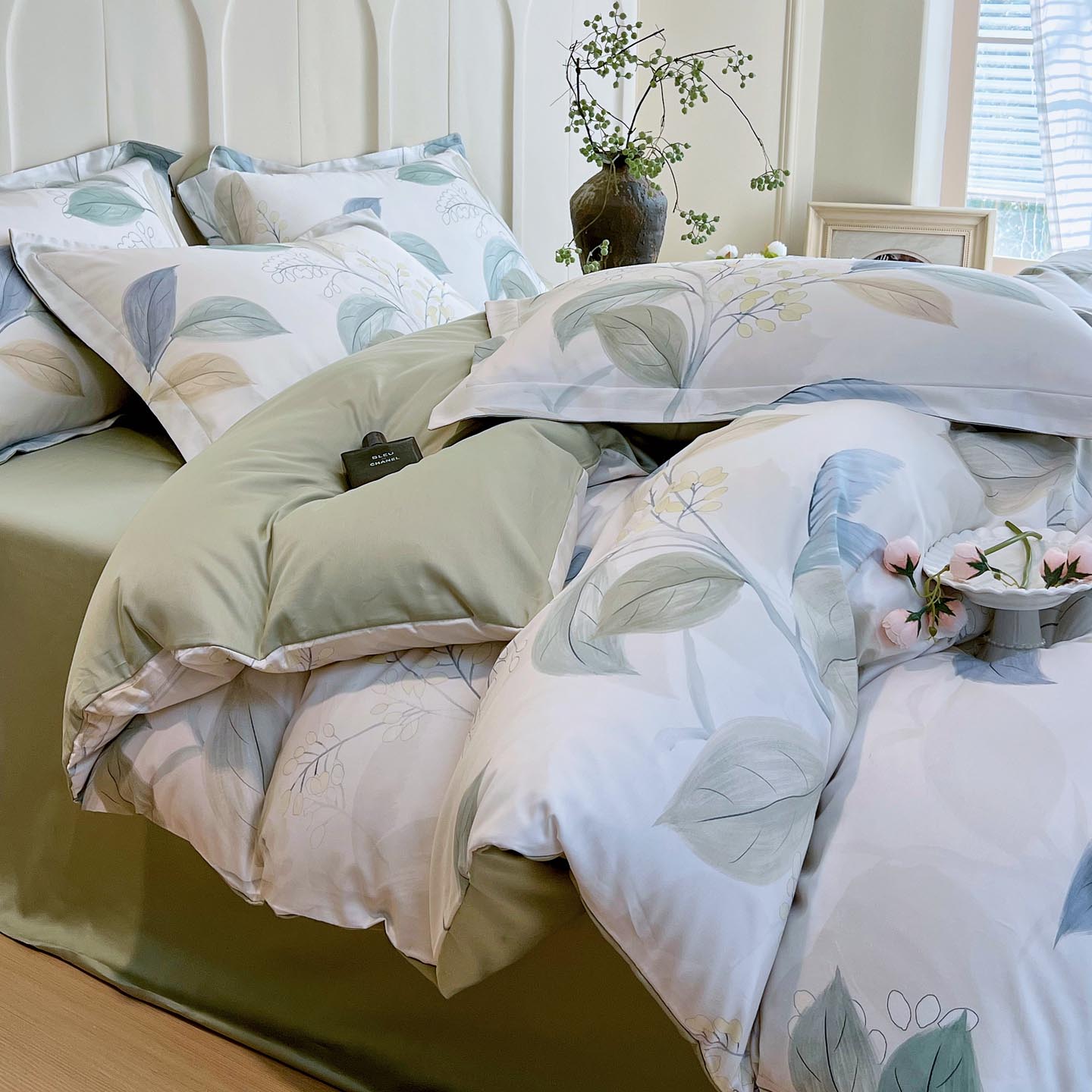 2026新款全棉60支长绒棉数码印花四件套 悦妍绿