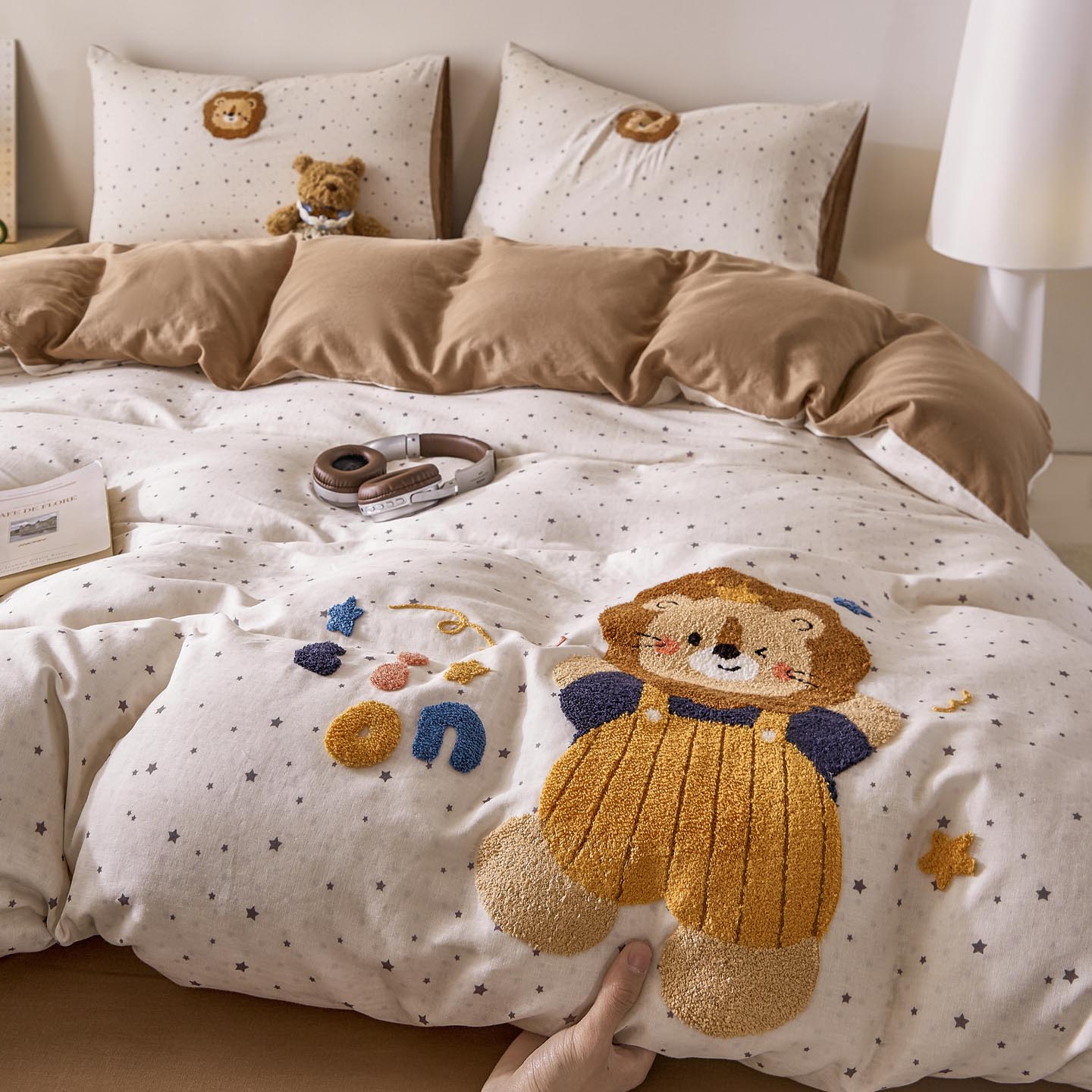 2026新款A类全棉双层纱毛巾绣四件套 王者归来