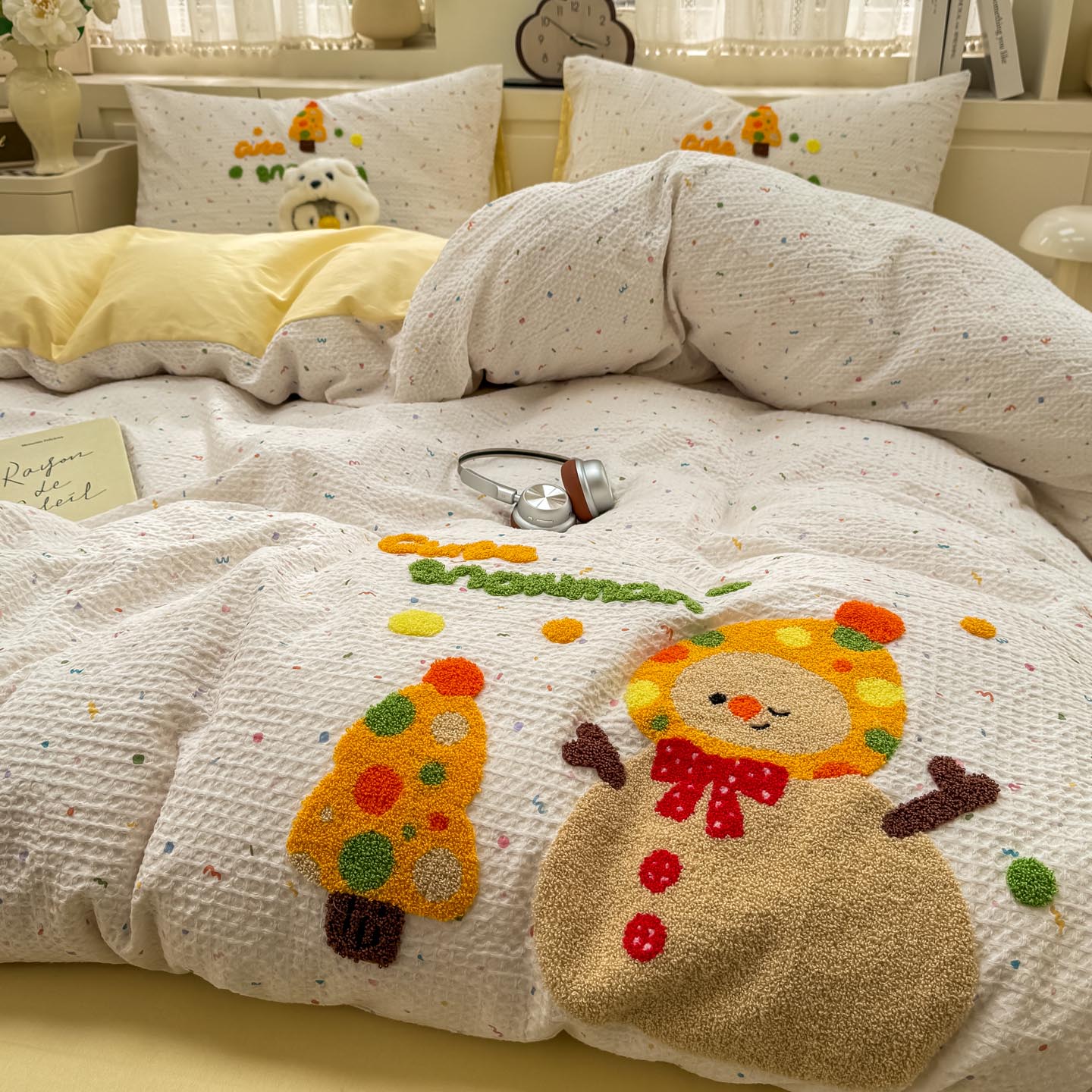 2026新款全棉华夫格毛巾绣四件套 雪崩崩