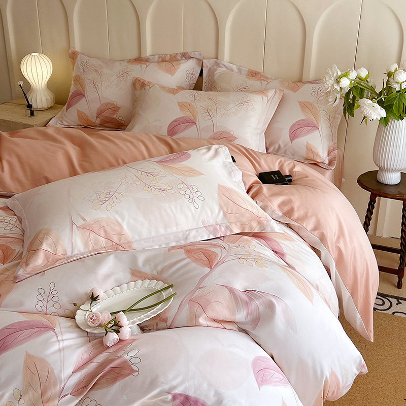 2026新款全棉60支长绒棉数码印花四件套 悦妍-粉