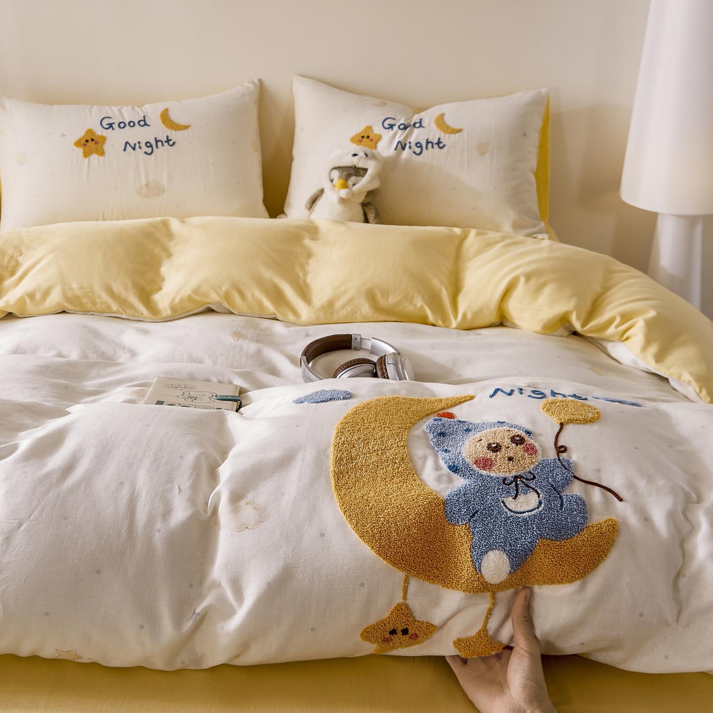 2026新款A类全棉双层纱毛巾绣四件套 星月宝贝