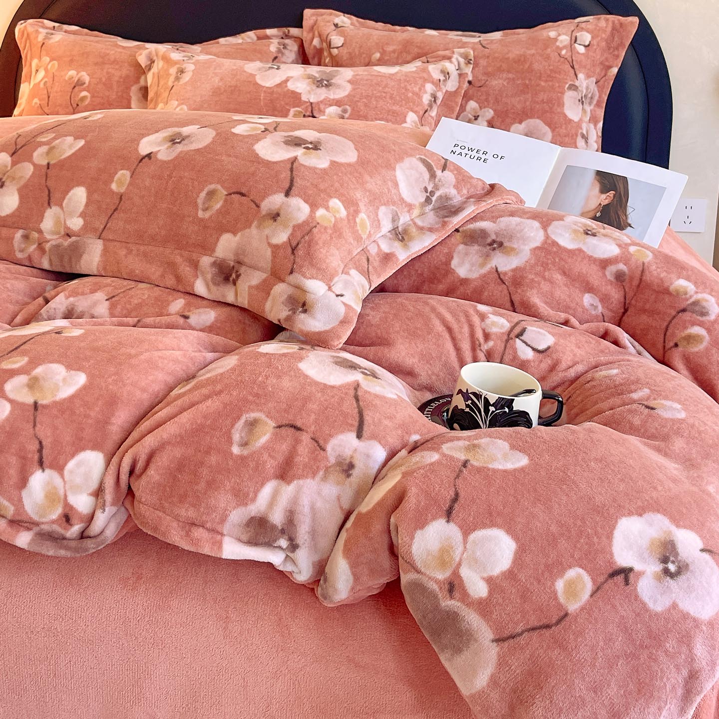 2025新款加厚保暖牛奶绒印花四件套美拉德系列 韵华