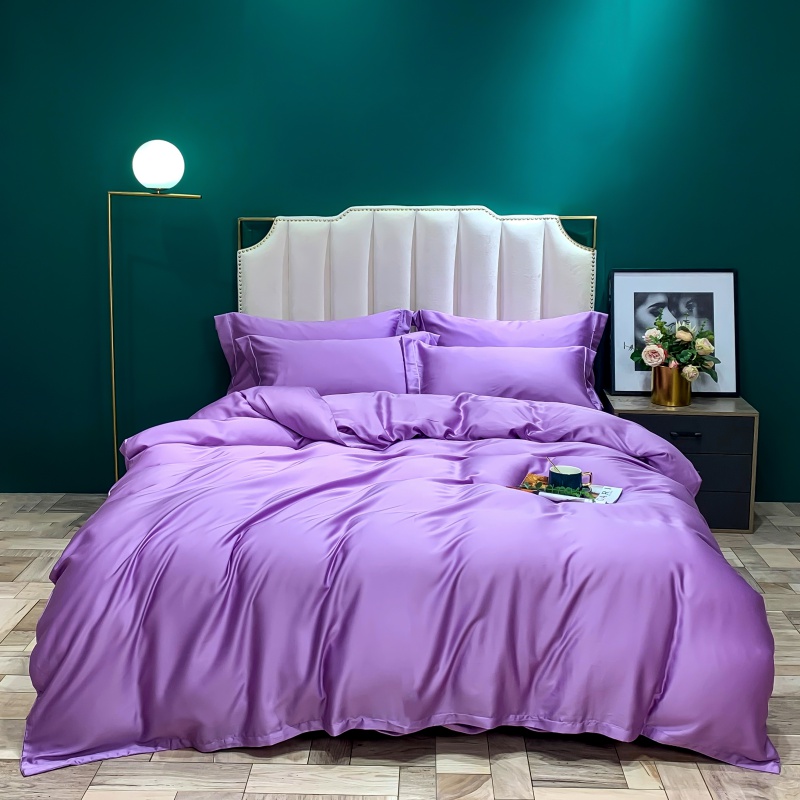 新款60支天丝纯色系列四件套 1.8m床单款四件套 水晶紫