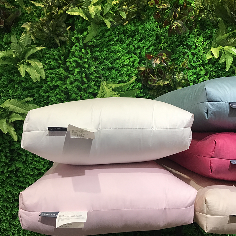 2021新款全棉纯色立体鹅绒枕枕头枕芯48x74cm/只 粉色