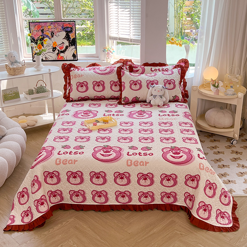 2023新款A类迪士尼全棉夹棉床盖 床盖2.0*2.3米 笑口莓莓