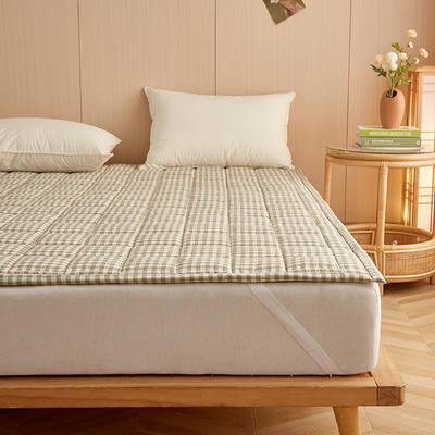 2023新款色织水洗全棉新疆棉花床垫加厚床褥 100*200cm 绿格