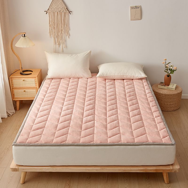 2023新款加厚牛奶绒保暖床垫软垫 0.9*2.0m 粉色