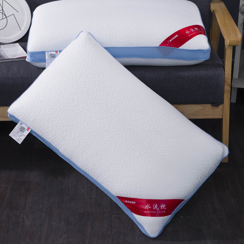 超柔针织定型热熔棉可水洗枕芯保健护颈枕头 针织棉热熔棉定型枕 蓝边