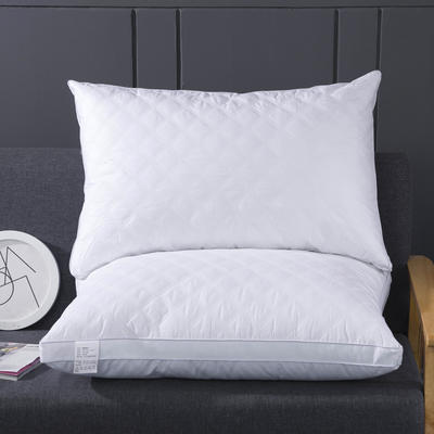 纯棉五星酒店羽丝绒枕超柔舒适可水洗菱格枕（48*74）高枕低枕三个高度 低枕
