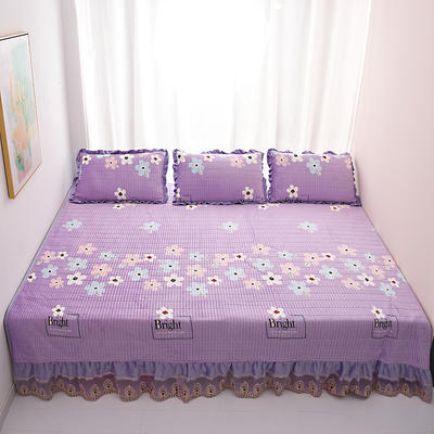 2020新款炕盖床盖系列—水晶绒炕盖大床盖 200cmx220cm 浪花朵朵-紫