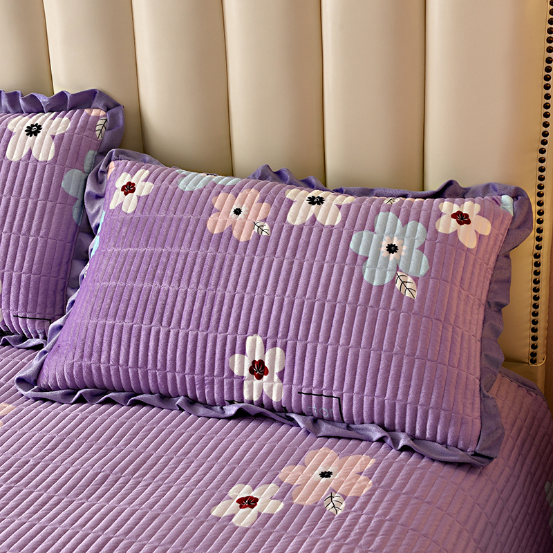 2020新款水晶绒单品枕套（48*74cm） 48cmX74cm/对 浪花朵朵-紫
