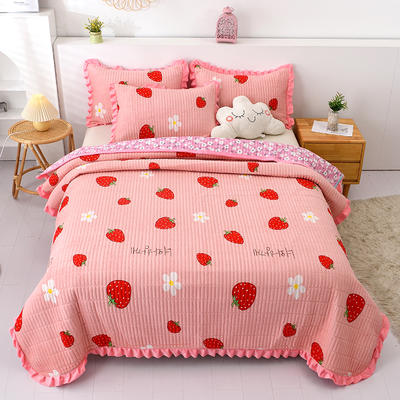 2021新款炕盖床盖系列—水晶绒炕盖小床盖 1.5m 小草莓