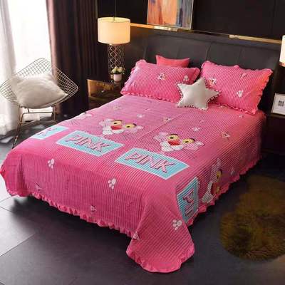 2021新款炕盖床盖系列—水晶绒炕盖小床盖 1.5m 粉色豹