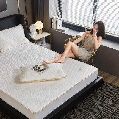 敢为 2021年新品60s全棉绗绣乳胶床笠式床垫床护垫 150cmx200cm 白色
