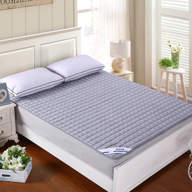 纯色可水洗夹棉绗绣床垫床护垫 180X200cm 银灰色