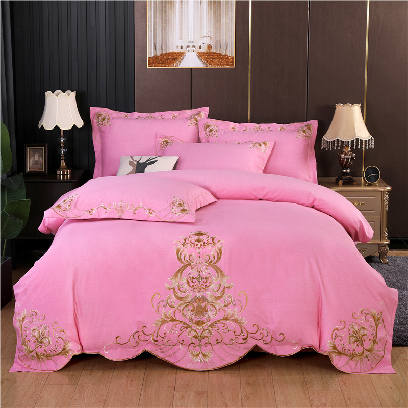 2026新款秋冬60S高端全棉刺绣磨毛系列 斯威特-樱花粉