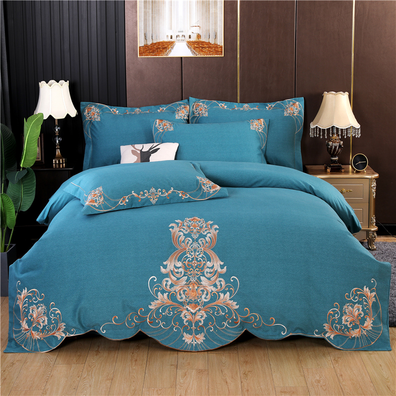 2026新款秋冬60S高端全棉刺绣磨毛系列 斯威特-蓝灰