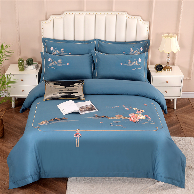 2026新款新中式风100支全棉高端刺绣四件套 香山密影-宾利兰