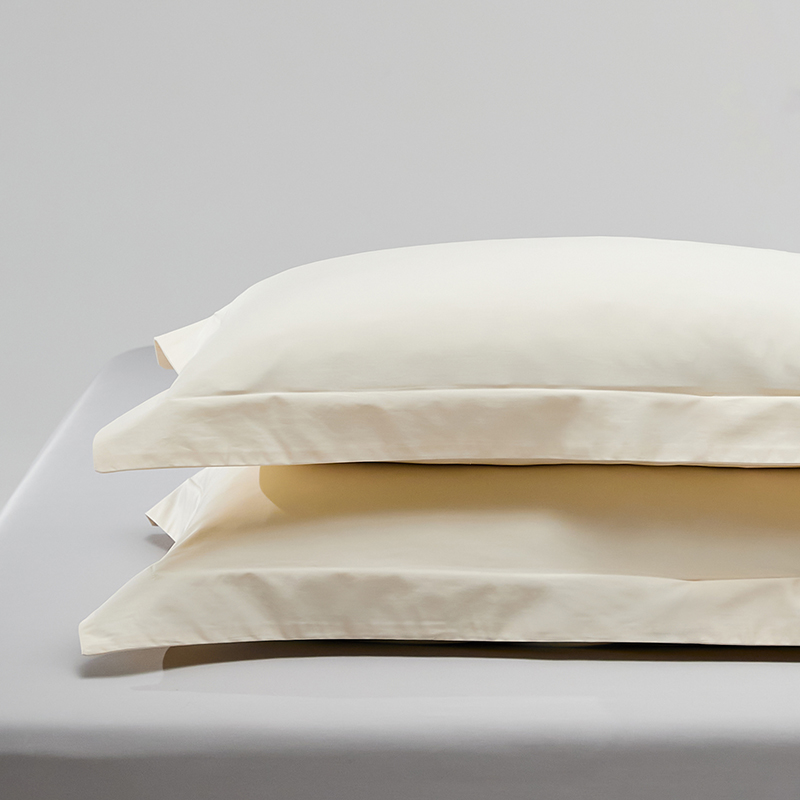 2023新款贡缎长绒棉单品枕套系列 48cmX74cm压线枕套一对 奶昔白