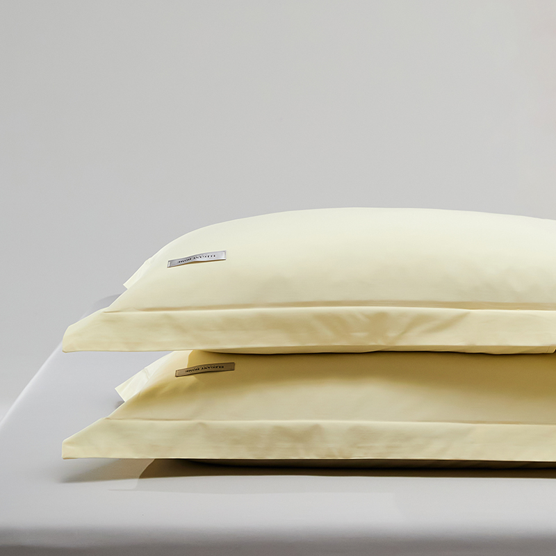 2024新款贡缎长绒棉单品枕套系列 48cmX74cm压线枕套一对 向阳黄