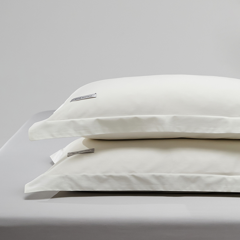 2024新款贡缎长绒棉单品枕套系列 48cmX74cm压线枕套一对 雪月白