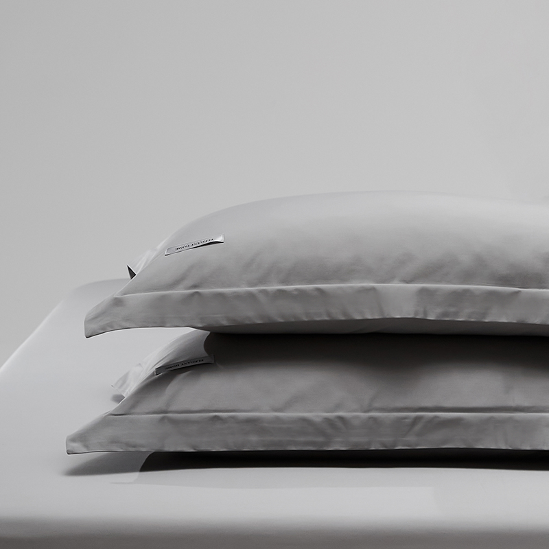 2023新款贡缎长绒棉单品枕套系列 48cmX74cm压线枕套一对 雅士灰