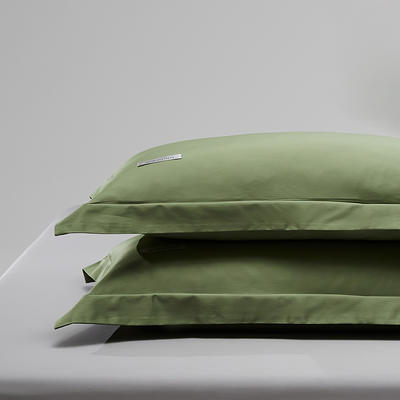2023新款贡缎长绒棉单品枕套系列 48cmX74cm压线枕套一对 莺茶绿