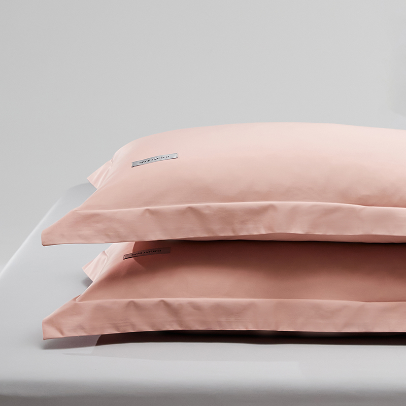 2023新款贡缎长绒棉单品枕套系列 48cmX74cm压线枕套一对 茱萸粉