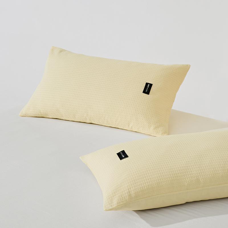 2023亲肤华夫格单品枕套系列 枕套48*74cm/对 奶油黄