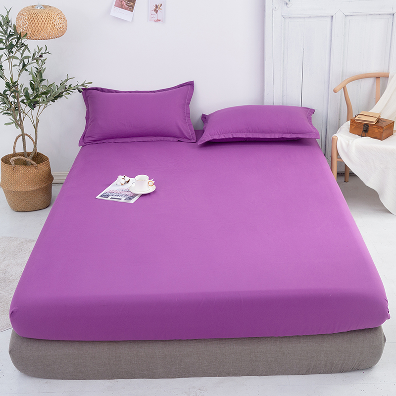 2020新款芦荟棉纯色单品床笠 150x200cm（高18cm） 魅紫