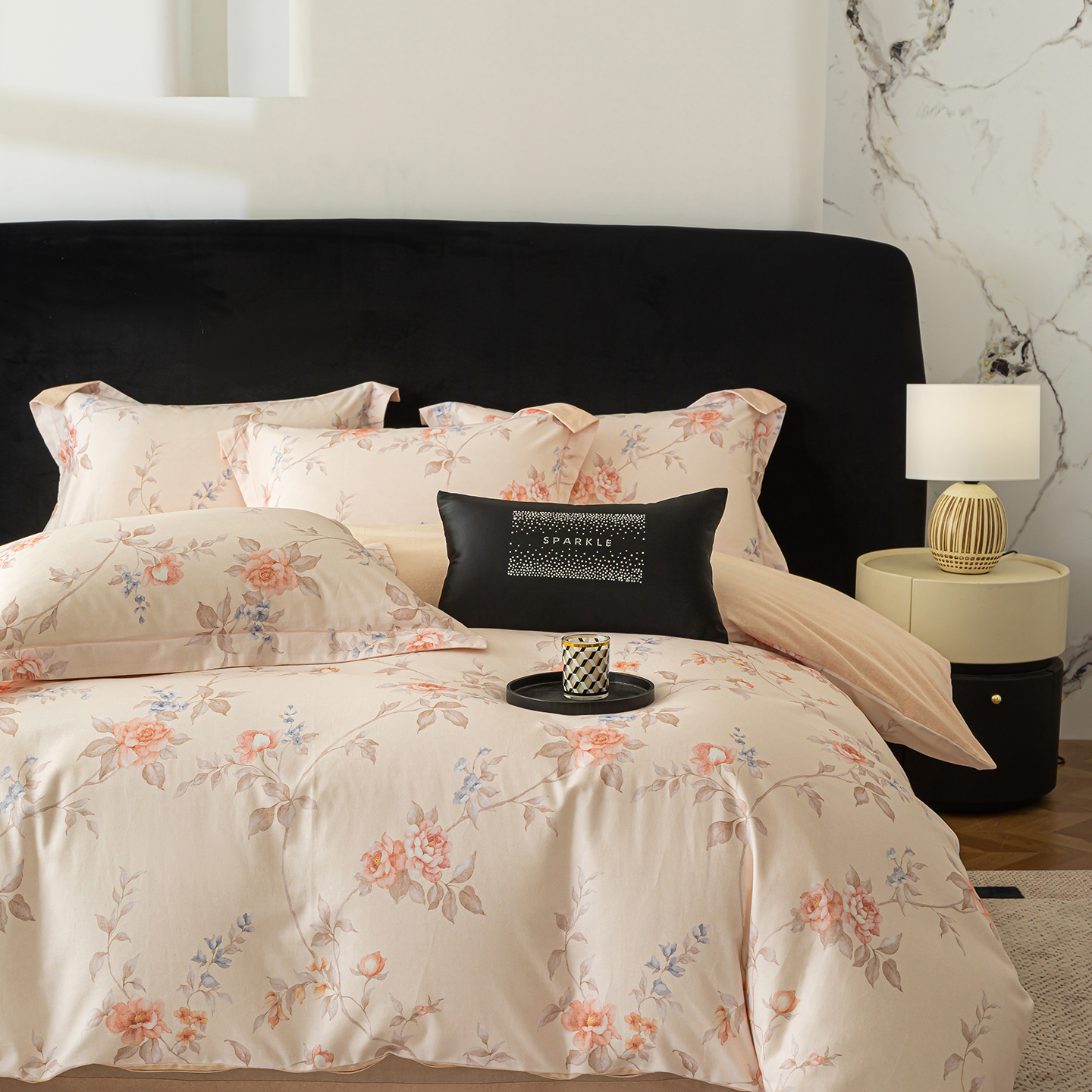 环保磨毛四件套 玫瑰花语(粉)